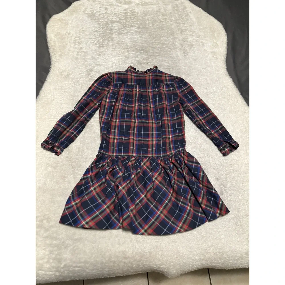 Ralph Lauren Plaid Girls 6 Drop Waist Dress‎ Multicolor Long Sleeve Cotton